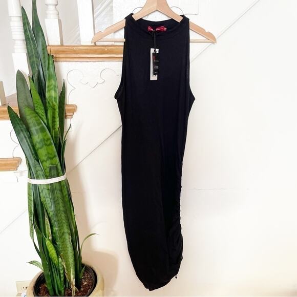 n:Philanthropy Black Sleeveless Crewneck Side Ruching Peach Dress Size S NEW - Picture 7 of 10